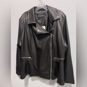 💜 Faux leather Moto ELOQUII black zipper blazer jacket plus size 20 NEW